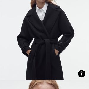 Zara wool belted coat size S black